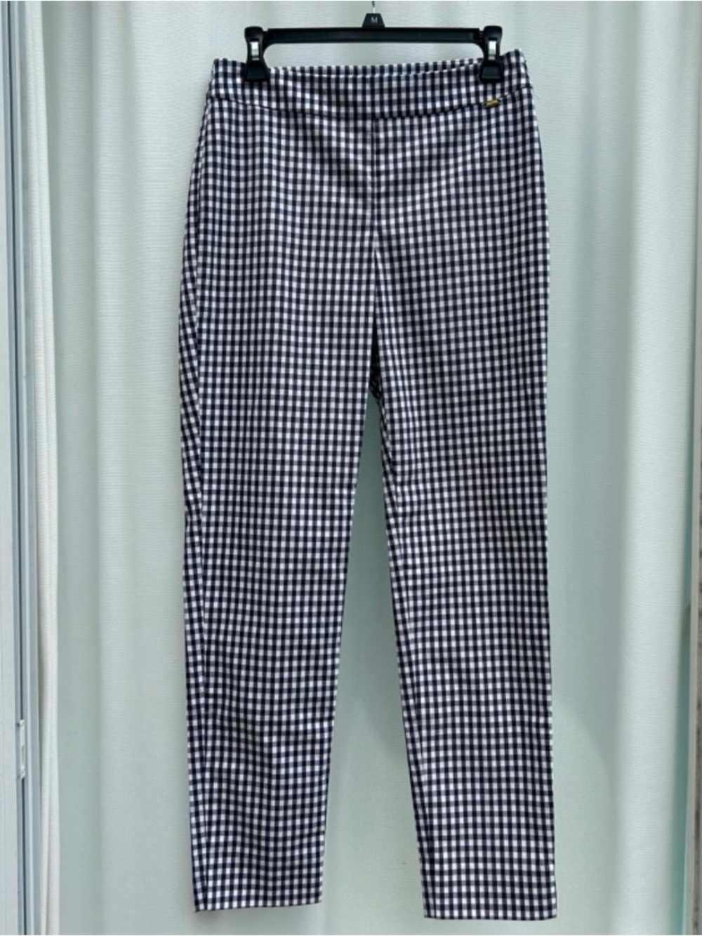 St. John Navy & White Gingham Slim Chinos